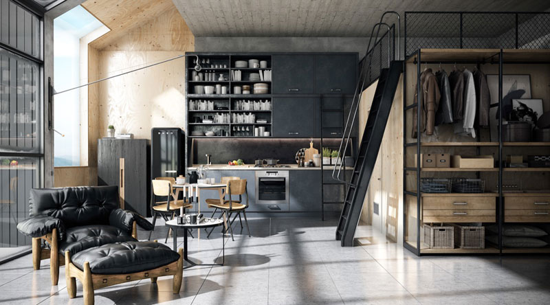 industrial style kitchen